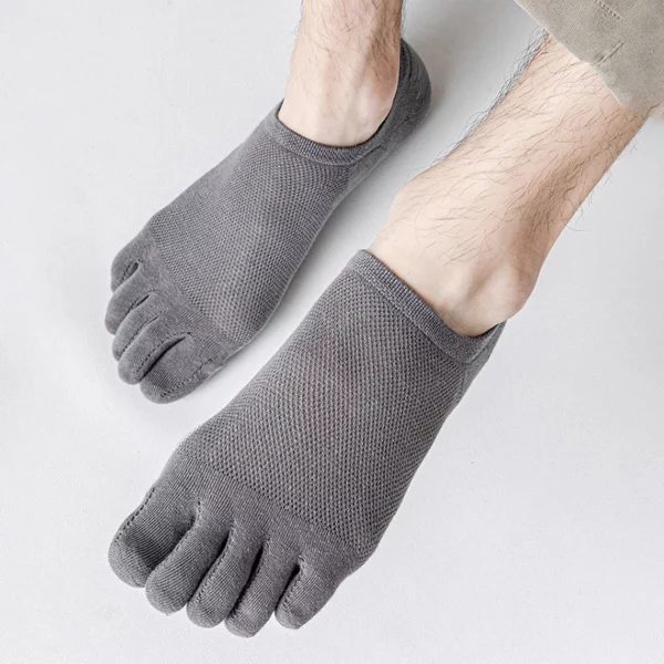 3 Pairs männer Mode Offene spitze Schweiß absorbieren Boot Socken Baumwolle Atmungsaktiv Unsichtbare Knöchel Kurze Socken Elastische Mann finger Socke – Bild 2