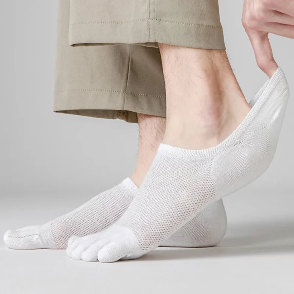 3 Pairs männer Mode Offene spitze Schweiß absorbieren Boot Socken Baumwolle Atmungsaktiv Unsichtbare Knöchel Kurze Socken Elastische Mann finger Socke – Bild 3