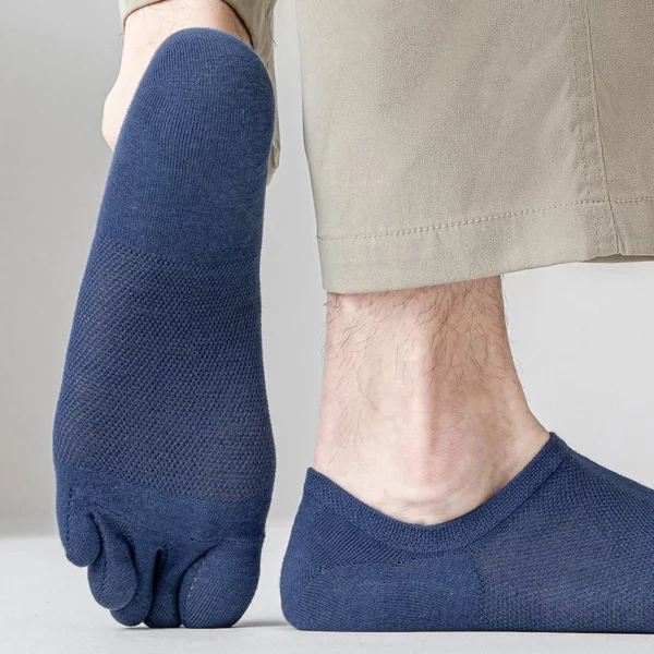 3 Pairs männer Mode Offene spitze Schweiß absorbieren Boot Socken Baumwolle Atmungsaktiv Unsichtbare Knöchel Kurze Socken Elastische Mann finger Socke – Bild 4