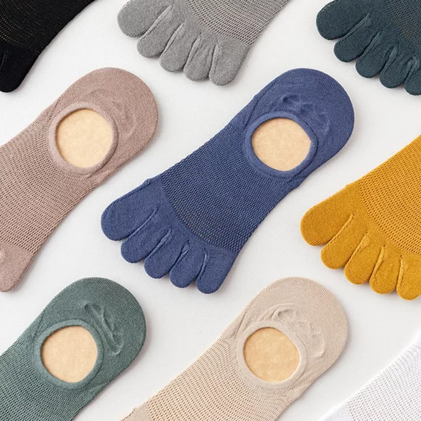3 Pairs männer Mode Offene spitze Schweiß absorbieren Boot Socken Baumwolle Atmungsaktiv Unsichtbare Knöchel Kurze Socken Elastische Mann finger Socke – Bild 6