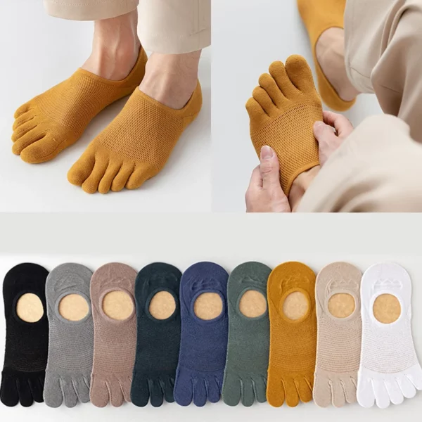 3 Pairs männer Mode Offene spitze Schweiß absorbieren Boot Socken Baumwolle Atmungsaktiv Unsichtbare Knöchel Kurze Socken Elastische Mann finger Socke